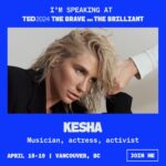 Kesha Instagram - I first had the idea come to me this January while on a sociatial sabbatical in the woods of Big Sur at the Esalen Institute. I realized that making pop songs has saved me, over and over again. It had made my spiritual connection stronger, provided a place I could express myself in the most authentic way, and connected me to every corner of the world. I also realized that I wanted to share with you the way that I do this. So please, join me in April as I share “The Alchemy of Pop” at the #TED2024 conference in Vancouver! @ted