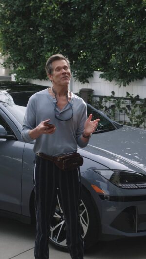 Kevin Bacon Instagram - You know what rhymes with “Kev?” EV. I know, I know, @sosiebacon rolled her eyes at that dad joke too. The all-electric #IONIQ6 is much smoother. #HyundaiPartner #ItsYourJourney @HyundaiUSA