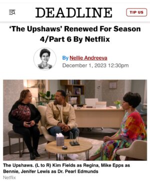 Kim Fields Instagram - ICYMI!!! 🙌🏽🙌🏽🙌🏽🙌🏽🥂 
THANK YOU! We are blazing trails, having almost unprecedented success at Netflix! WE LOVE HOW YOU LOVE THE UPSHAWS!
✨✨✨✨
@netflix @netflixisajoke @strongblacklead #theupshaws #comedy #sitcom @therealmikeepps @iamwandasykes @reginayhicks #trailblazer