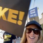 Kim Raver Instagram - Proud to stand in solidarity on the picket line today with many of our Grey’s cast/crew family and fellow #SAGAFTRA Union members today in front of Warner Brothers! A special shout out to @jasonwinstongeorge, thank you!! 💪💪💪 #hollywoodsbravestandfinest #onedaylongeronedaystronger #unionstrong