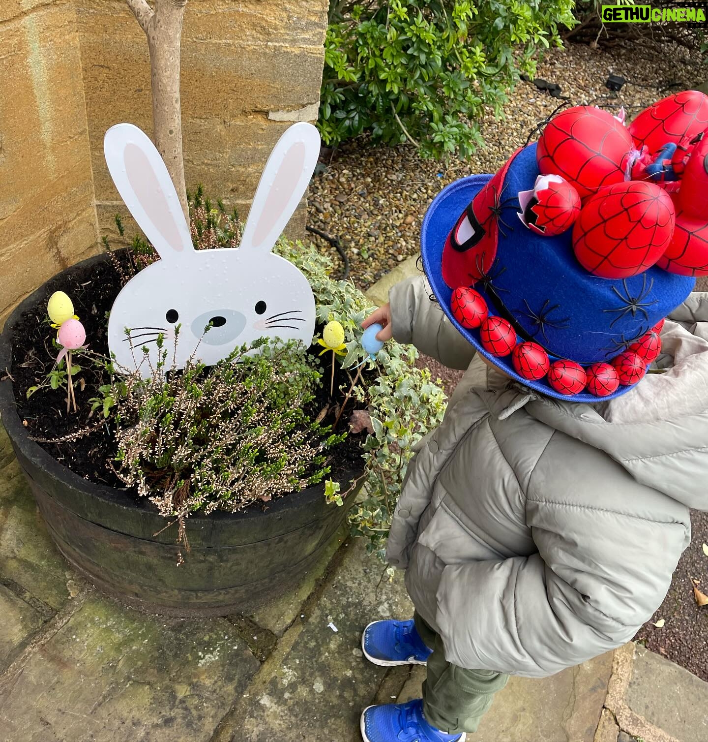 Kimberley Walsh Instagram - When you realise the day before nursery he has an Easter bonnet parade (third child) but then remember you put Bobby’s in the loft 5 years ago for moments like this 🤣… hallelujah 🙌🏼🐣🕸️😅