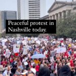 Kimberly Williams-Paisley Instagram - Students walking out of school and peacefully protesting in #Nashville today, one week after the tragic Covenant shooting. 🙏🏻❤️🙏🏻❤️🙏🏻❤️ Via @thetnholler