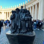 Kimberly Williams-Paisley Instagram - ❤️ First time seeing the Angels Unawares sculpture at the Vatican. “It is not only the cause of migrants that is at stake; it is not just about them, but about all of us, and about the present and the future of the human family. Migrants, especially those who are most vulnerable, help us to read ‘the signs of the times.’” —Pope Francis, 2019 #angelsunawares #vatican