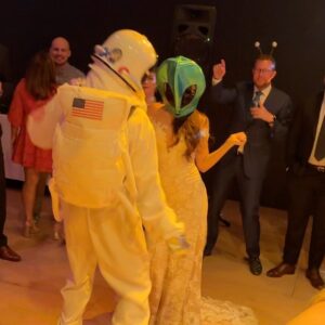 Kimiko Glenn Instagram - celebrated my lil tater tot & fellow leprechaun dong: haley muffy mae & her marriage to barrett buck bugle(?? still workshopping) this past weekend. i love my bay baes & this astronomically 👩🏻‍🚀 clever tax write-off/space-themed 🛸 wedding at @chabotspace center ☄️to haley & barrett forever & to your future 👶🏻 who is currently unnamed but also has about a billion names at this point. i love you, to infinity & beyond!!!!!! 🚀💫