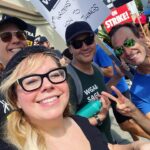 Kirsten Vangsness Instagram - #puppetday with @davemadeamaze pals @not_that_bill_watterson and @c.papalexis 🩷@phinnykiyomura & @orinlfs @brendanabradley doing the damn thing too. #wgastrong #sagaftrastrong