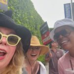 Kirsten Vangsness Instagram - Out in these streets with @pagetpagetgram & @aishatyler proof of their non stop glamour and my non stop glasses sliding down my face. Paget’s little face at the end JOYS me #sagaftrastrike #sagaftrastong