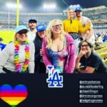 Kirsten Vangsness Instagram - #pridemonth 🌈 @dodgers #pride eve with family and my very own ally cat plus it was my glorious @wink.ceramics birthday The Giants won but it was still fun to shout “GO SPORTS!” all night