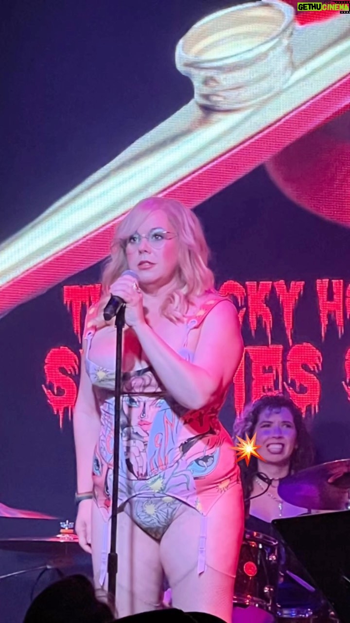 Kirsten Vangsness Instagram - The @theskivviesnyc #rockyhorrorpictureshow show @bourbonroomhollywood last eve was a BANGER. I got to wear pasties and inner 16 year old is very impressed with current me who got to belt out Janet Schmanet with a bunch of dreamboats. I put this 💥 thing to double check there wasn’t areola sightings in one picture. Make art. Repeat. Ps thank you @qraftyqomic & @joeyjsf for sending me the pictures!