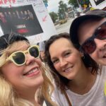 Kirsten Vangsness Instagram - As @pagetpagetgram perfectly described the picketing today as a “barn dance” you swing about and keep encountering another person passionate about fair wages and art. Super great to do it with my sweet PB, @thecarlagallo @kkcarpy and the #wgastrong strike captain of our hearts @drlawyercop #sagaftrastrong #sagaftrastrike #wgastrike