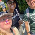 Kirsten Vangsness Instagram - Karaoke Day at Paramount - we found Phinny and I took this picture two seconds before Aisha told me there was a 🦇 in my nose cave so I did some really expert CGI work here. Aisha REWROTE a song and had the whole place dancing. And then @robert_paterno_jr_el_he_him was strike captain-ing like crazy. #sagaftrastrike #sagaftrastrong