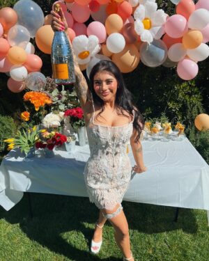Kirstin Maldonado Instagram - okay SO BEHIND but still tracking down photos from the most amazing bridal shower ever!!!! love is truly in bloom!!! thank you to my beautiful and wonderful MOH bestie for the most beautiful day 🥹🥹🥹❤️❤️ @saleena.hope I love you so so so much!!!

thank you @sarahscrossland @loganjaxxson for helping setting up, thank you family for flying in, thank you incredible friends for coming and making my day so special!!! 🥹 it’s getting SO REAL now everyone haha. love you all so much 🥹❤️

iconic fashion moment thank you to @lagartier for my GARTER!!!! okay I feel like this absolutely made the outfit, I mean how stunning is it!?!! SO CUTE. plus my fav champagne and bedazzled?! she gets me!! an angel 🤩🥹❤️ and this @kimkassascouture mini just a happy sneak peak of what’s to come 🥰

bridal era is ✨✨✨☀️☀️☀️