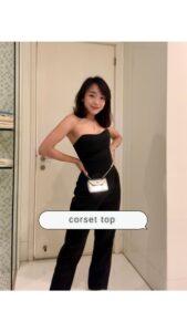 Koe Yeet Instagram - Couldn’t eat much at dinner ‘cause the top was too tight 😅 White shirt: @thetinselrack Bustier top: @zaloramy Trousers: @cosstores @uniquevintage Ear cuff: @vann_jewellery Bangle: @eclatbyoui Heels: @stevemadden Bag: @bonia__official
