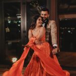 Krishna Mukherjee Instagram – Finally posted our sangeet performance 🥰 I could hardly move bcz of the lehnga but lehnga was mehenga lol but it was beautiful 😍 by- @rachitkhannaofficial and styled by – @stylebysugandhasood 😘even Chirag’s outfit was by him 🥰 Everything was perfect and yes Chirag tried Bollywood for the first time as you all can see 😅😂 btw it was choreographed by- @rittu_purohit_ ♥️ 
Video credit- @israniphotography 
MUA- @sakshigupta_makeup_studio 
Whole event was managed by – @jestbeauevents011 and my darling @diapers_and_lipsticks 🥰
