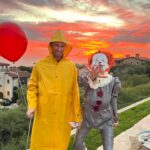 Kristen Doute Instagram - well, I’m Pennywise… and you’re Georgie… so I guess we know each other now! #TBT 🤡 🎈 (s/o to the best hosts ever @elainekratner @williamratner!)