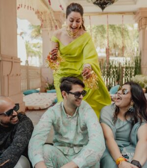 Kriti Kharbanda Instagram - Naani ma ka haar aur ma ki shaadi ka dupatta! The two things I was sure I was going to adorn during my Chooda ceremony even before there was a boyfriend or a proposal ❤️ bachpan ka Sapna tha :) 

It was a magical morning. Riding high on emotions and my heart pounding coz pulkit and I weren’t allowed to meet or see each other before the pherA’s. While we did things our way, a few things were still old school :) 
I wish he was a part of this moment too, but sigh, I loved the look on his face the first time he saw these pictures and was bowled over ❤️ 

Laal chooda and traditional kaleera’s were a non negotiable too. The number of people who tried to convince me otherwise was insane. But I’m so glad I stuck to what I wanted to do and didn’t look back ❤️