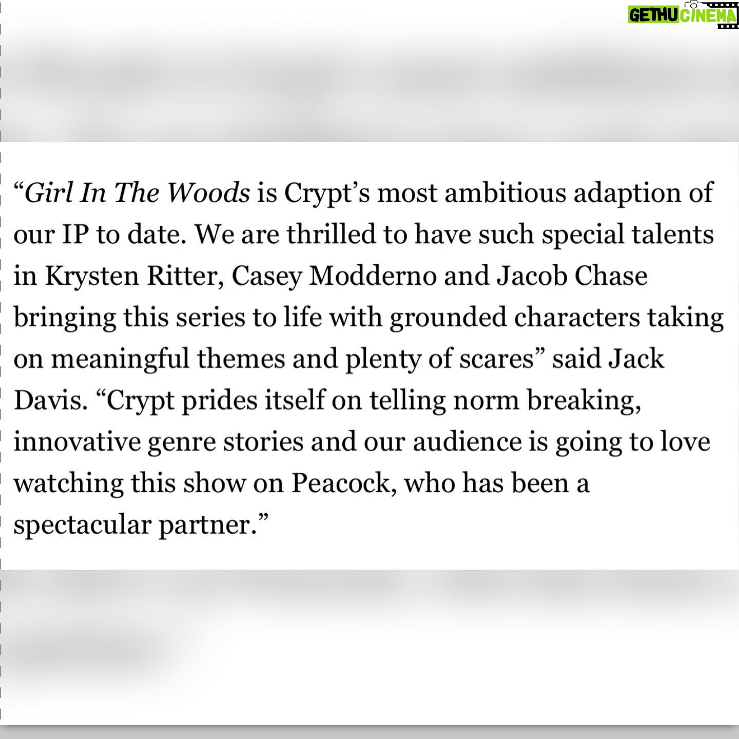 Krysten Ritter Instagram - Having the time of my life over here. I am SO EXCITED to be directing the pilot/first four episodes and co-executive producing this new sick show for @peacocktv and @crypttv ! ππ₯ππ»π¬ thanks @deadline for the rad release and my amazing team @princesskylenyc @dfeldesq @creativeartistsagency π» - here we go!