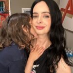 Krysten Ritter Instagram - Because two @dolcegabbana dresses are better than one! 💃🏻 Lovely visit today at @thetalkcbs - reuniting with my friend @amandakloots - and talking about my Aunt Sharon being an inspiration for my character in Love and Death @hbomax ❤️ (favorite part is my 👶🏻 being backstage with me 🥰🥰) Glam by the best @jamiemakeup @pamwiggy - Stylist @christianstroble Assistant Stylists @gaiakhat & @jach_w Dress @dolcegabbana Shoes @gianvitorossi Earrings @aminamuaddi