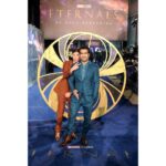 Kumail Nanjiani Instagram - Eternals premiere in London was amazing. November 5th. Styling: @jeanneyangstyle @chloekeiko Grooming: @jennierobertshair Suit: @grayscaleic Shirt: @toddsnyderny Shoes: @wolfandshepherd