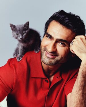 Kumail Nanjiani Instagram - I did a @buzzfeed interview with a bunch of kittens. We fell in love. Link in bio. Adopt these kittens at @perrys_place_la @buzzfeedceleb. 

Photos by: @shannonsoulephoto.
Grooming: @kimverbeck 
Styling: @jeanneyangstyle @chloekeiko