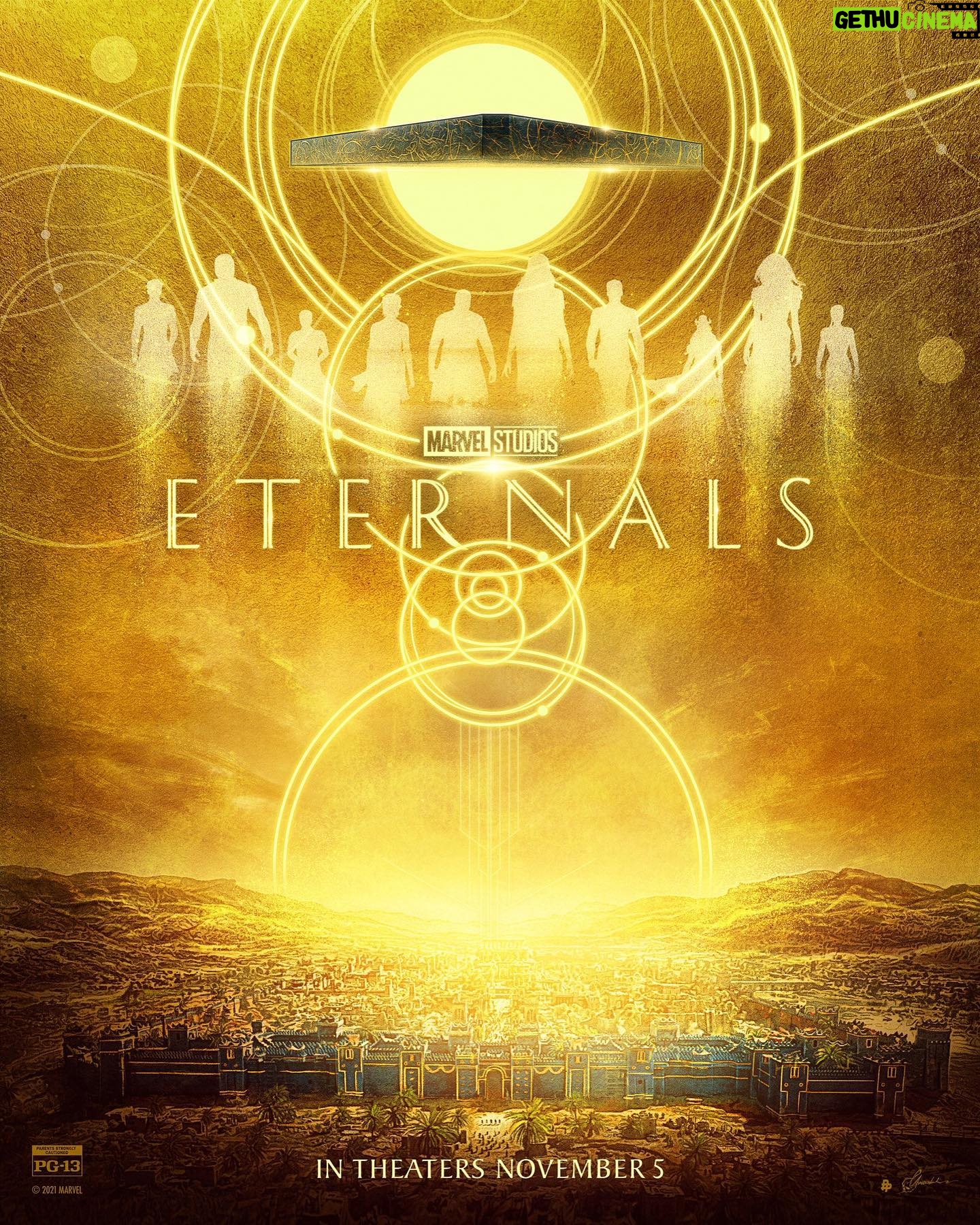 Kumail Nanjiani Instagram - Eternals is out this weekend. It is a gorgeously complicated movie about morality, love, community, purpose and big space robots. I mean, really big. I am extremely fortunate to be able to work with this cast & director. Everyone poured themselves into this stunning film. Go see it this weekend if you can. It’s unlike anything you’ve ever seen. I promise. (Art by @chris_christodoulou_art.)