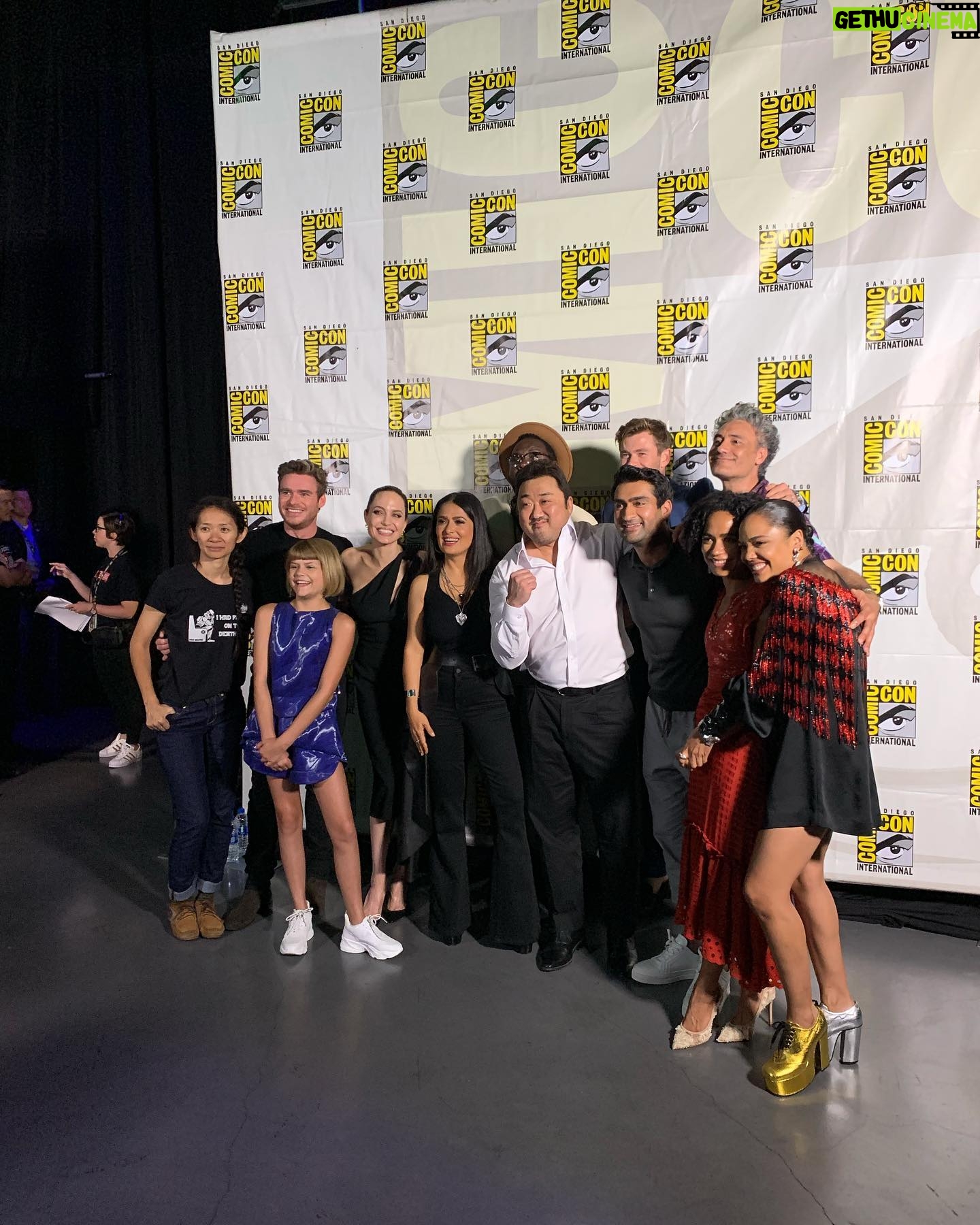 Kumail Nanjiani Instagram - Comic Con 2019. The first time most of the cast met each other. Film is out tonight & it’s fantastic. Moving, funny, thrilling. Unlike any superhero film ever made. Go watch it! And swipe right for a Thor 4 photobomb!