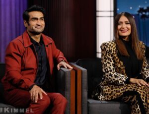 Kumail Nanjiani Instagram - I got to do @jimmykimmellive with the amazing @salmahayek. We played a game! It’s on tonight on @abc!