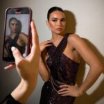 Kyra Santoro Instagram – Don’t scroll by without saying hi 💜 #grammys2023 thank you @naeemkhannyc for making me look so groovy✨