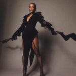 LaToya Tonodeo Instagram - Evil Twin 🖤 Exclusive Editorial shoot for #Fashionbombdaily EIC: @clairesulmers Photographer: @mr_dadams Fashion Stylist: @mickeyboooom @theonly.agency Stvlist assistant: @kelsonamir Hair: @seanchristopherfears Makeup: @paulyblanch Brows: @browsbynikki Full Look: 👗 @harryhalim @houseofharryhalim 👠 @esormarieofficial Jewelry: @jovana_benoit @jovanalouis Stockings: @wolford