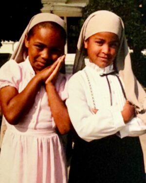Laila Ali Instagram - My sister @hanayali on the left and I, probably after coming home from the Mosque with my father. Thanks for the pic @dusbing❤️

LailaAli.com