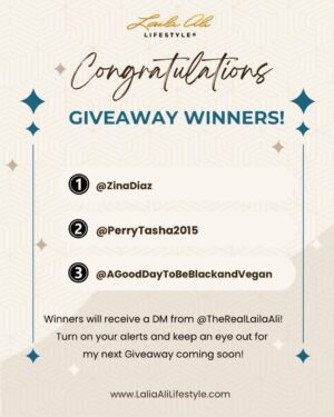 Laila Ali Instagram - 🎁This weeks Holiday Giveaway has concluded~

🏆Congrats to the 3 winners of the Laila Ali Skincare Bundle:

@ZinaDiaz
@PerryTasha2015
@AGoodDayToBeBlackandVegan

The winners will receive a DM soon! 

❤️Thanks to ALL who participated…If you want a Coco Sugar Lip Scrub…

‼️Comment YES below to receive a link via DM for an exclusive offer!**While supplies last***, so hurry! YOU MUST BE FOLLOWING @thereallailaali TO USE THE CODE. 

🎁Stay tuned for my next Giveaway!