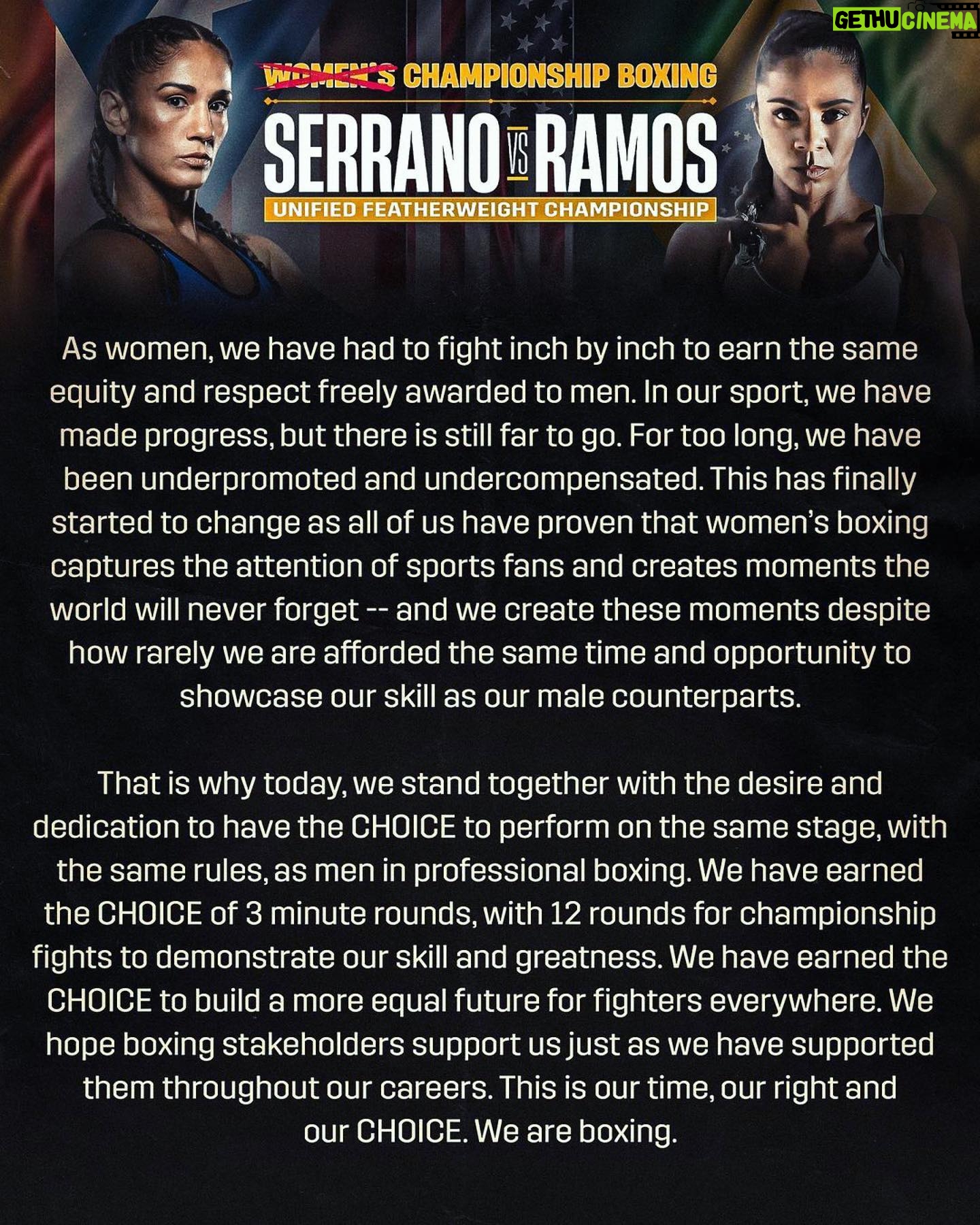 Laila Ali Instagram - I've always felt that ALL boxers, male & female should fight 3 min rounds and 12 championship rounds. I applaud @serranosisters and her team for taking the lead towards making it happen! 🥊