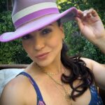 Lana Parrilla Instagram - Purple Reign 💜 Loving my beautiful bday gift from my sister @goli.samii This hat is everything! I love it! Thank you! Hat designer: @golesorkh_company who is seriously a true talent! Go check out his work! A big thank you to you both! 💋💋 #fashion #hats #design #purple #potd