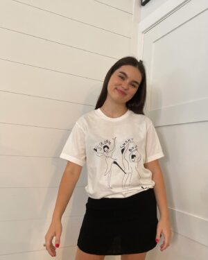 Landry Bender Instagram - I am SO honored to join @citizensofhumanity in supporting @girlsincla, whose interactive programming provides girls from under-resourced communities with the tools and support to be STRONG, SMART & BOLD ❤️‍🔥 They have joined forces with a collective of female creatives to design limited edition t-shirts with original artwork in hopes to visually inspire others to empower the next generation of women. I am proudly wearing my tee designed by the incredibly talented Carly Kuhn of @TheCartorialist.
 
The tees are available exclusively on citizensofhumanity.com with 100% of the retail price of every tee sold from the collection donated towards @girlsincla!!!
