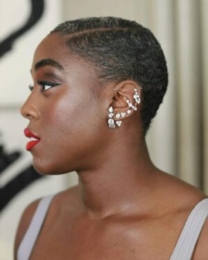 Lashana Lynch Instagram - Grey leather for last nights BAFTA TV Awards. Shout out to @karenclarkson and @16arlington for this custom moment. 🩶✨