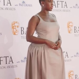 Lashana Lynch Instagram - Grey leather for last nights BAFTA TV Awards. Shout out to @karenclarkson and @16arlington for this custom moment. 🩶✨