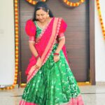 Lasya Manjunath Instagram - 💚🩷 Outfit : @pari.designers_