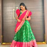 Lasya Manjunath Instagram - 💚🩷 Outfit : @pari.designers_