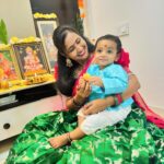 Lasya Manjunath Instagram - Maa inti Ugadi 💚🌿🥭 @urs.junnu @its.memunnu @manjunath_chillale Outfit : @pari.designers_