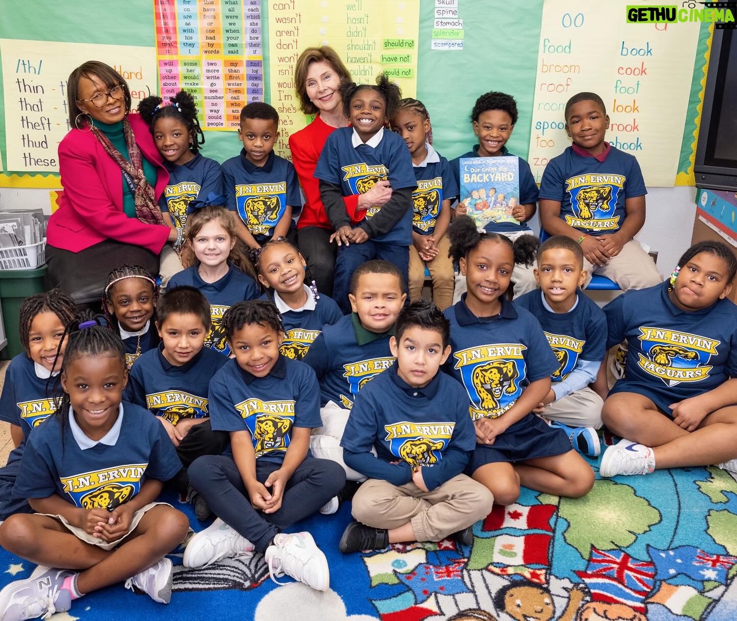Laura Bush Instagram - Reading opens doors to imagination and opportunity. That’s why today, I celebrated @unitedway’s #ReadAcrossAmerica by reading to first grade students at J.N. Ervin Elementary School in Dallas. By reading to students in your communities, you can inspire a lifelong love of reading. Thank you, Mrs. Wallace, for letting me share my love of reading with your classroom. 📚