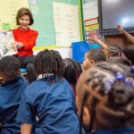 Laura Bush Instagram - Reading opens doors to imagination and opportunity. That’s why today, I celebrated @unitedway’s #ReadAcrossAmerica by reading to first grade students at J.N. Ervin Elementary School in Dallas. By reading to students in your communities, you can inspire a lifelong love of reading. Thank you, Mrs. Wallace, for letting me share my love of reading with your classroom. 📚