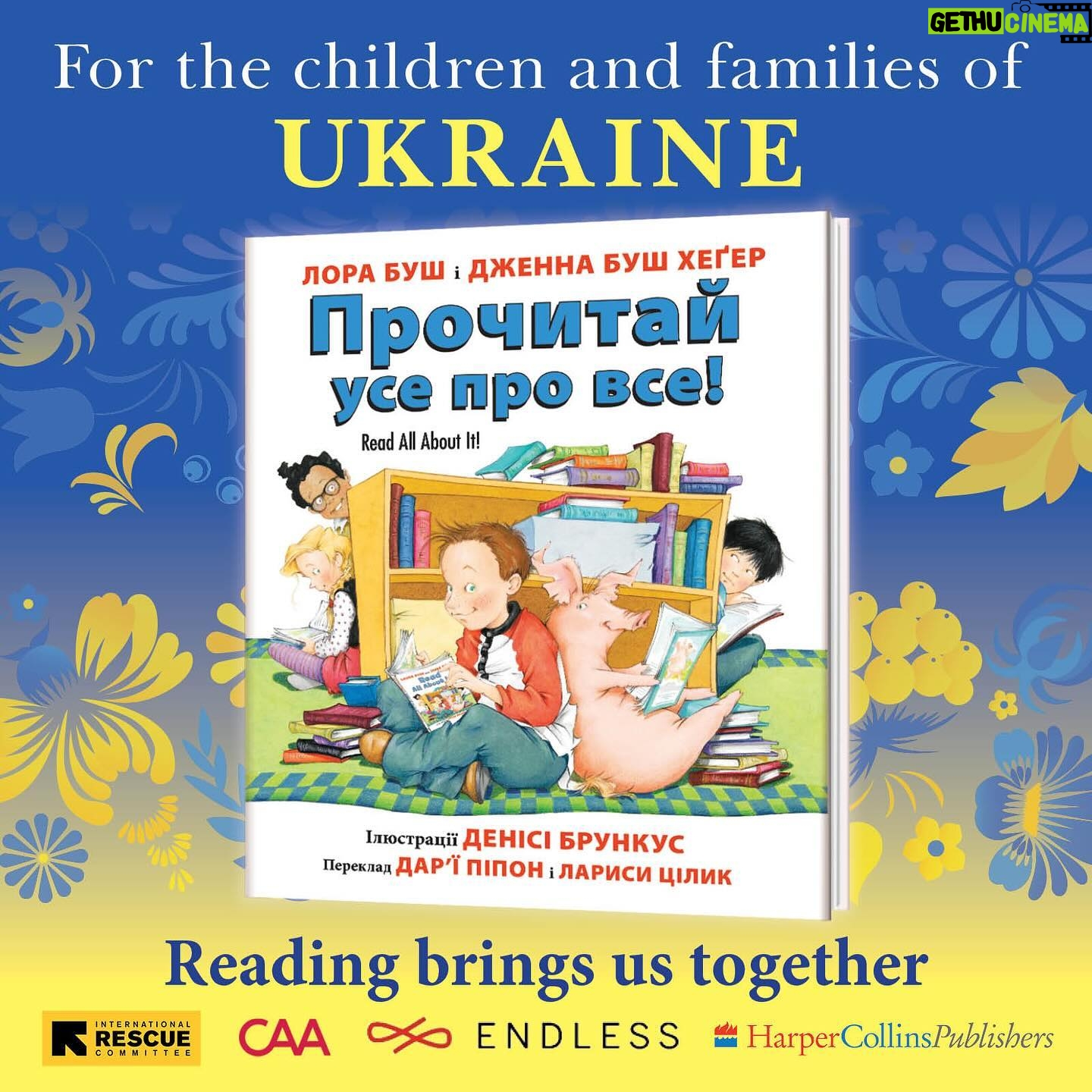 Laura Bush Instagram - Jenna and I are happy to be part of the “Ukrainian Books for Kids” initiative that donates translated books to displaced Ukrainian children and families. Thanks to @harperkids, @harpercollins, @creativeartistsagency, @rescueorg, @rescue_uk, and @endlesscomputers for helping to bring the joy and comfort of books and reading to these children. More information is in the link in my bio. #BooksForUkraine #ReadAllAboutIt