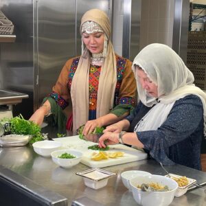 Laura Bush Instagram - Jenna and I met with some incredible women from Break Bread Break Borders, a culinary program that helps refugee women from war-torn countries find job opportunities in the food service industry. We had a cooking lesson from two Afghan refugees, sisters Sharifeh and Jamileh, and learned more about their lives in Afghanistan, why they came to the U.S., how they've built their lives here, and what they hope for the future.
 
Tune in to @TODAY at 8:19 am tomorrow! 

#internationaldayofthegirl #breakbreadbreakborders @jennabhager @hodaandjenna @thebushcenter @jinyahuang