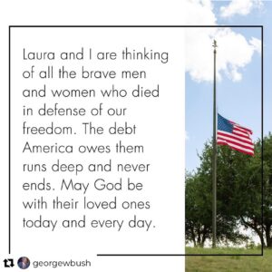 Laura Bush Instagram - Repost from @georgewbush 

#MemorialDay 

@thebushcenter