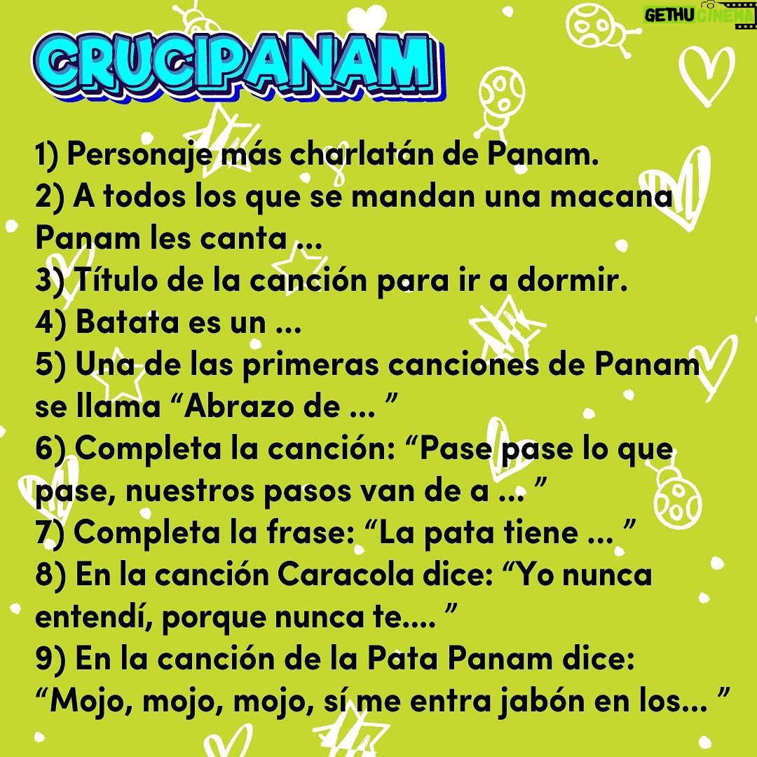 Laura Franco Instagram - Chiquipines es Lunes de #AJugarConPanam y hoy les propongo este divertido CRUCIPANAM 🎉🥳 para que descubran qué frase se esconde en cada uno 🫢 en la siguiente foto tienen las preguntas ¡A divertirse! Comenten sus respuestas 👇🏻💬 los voy a estar leyendo #panam #yosoypanam #panamfiesta #música #canciones #niños #alegria #juegos #diversión