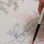 Laura Heikkala Instagram - Process of Hanami 🌸✍️ This is the cover illustration for my upcoming calendar which will be available during the shop update on Dec 5th 6pm UTC 💕 If you’d like to get updates subscribe to my shop’s newsletter ✨ …. 2024年のカレンダーも今月末に私のBOOTHで少量販売される予定です💕 Music by @ryancamus