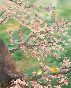 Laura Heikkala Instagram - Hanami 🌸 Cover for the 2024 calendar which will be available on Tuesday Dec 5th at 6pm UTC, that is 10am PT or 1pm EST 💪✨ I’ll make an alarm reminder on my stories soon! 

#2024calendar #traditionalart #watercolor