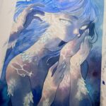Laura Heikkala Instagram - ’Flow’ This piece was also one of the first artworks I finished for my upcoming exhibition. Swipe to see the process steps along the way. I was inspired to make several water-themed paintings for the show!💦 My second solo show will take place at @gallerynucleus starting Aug 26th💕