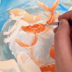 Laura Heikkala Instagram - Mermaid Scooping 💦 I guess I accidentally partook in #mermay 😂💕 This piece is for my upcoming solo show in Marienkäfer Harajuku, the opening day is on May 11th and it is reservation only for that day, reservations are free of charge! I’ll be there on the reception day, and there will be new merch themed around the exhibition, so if you’d like to get something signed or just have a chat please reserve your spot: https://heikala-exhibition.peatix.com/view Music by @ryancamus 🎵 #coloredink #traditionalart