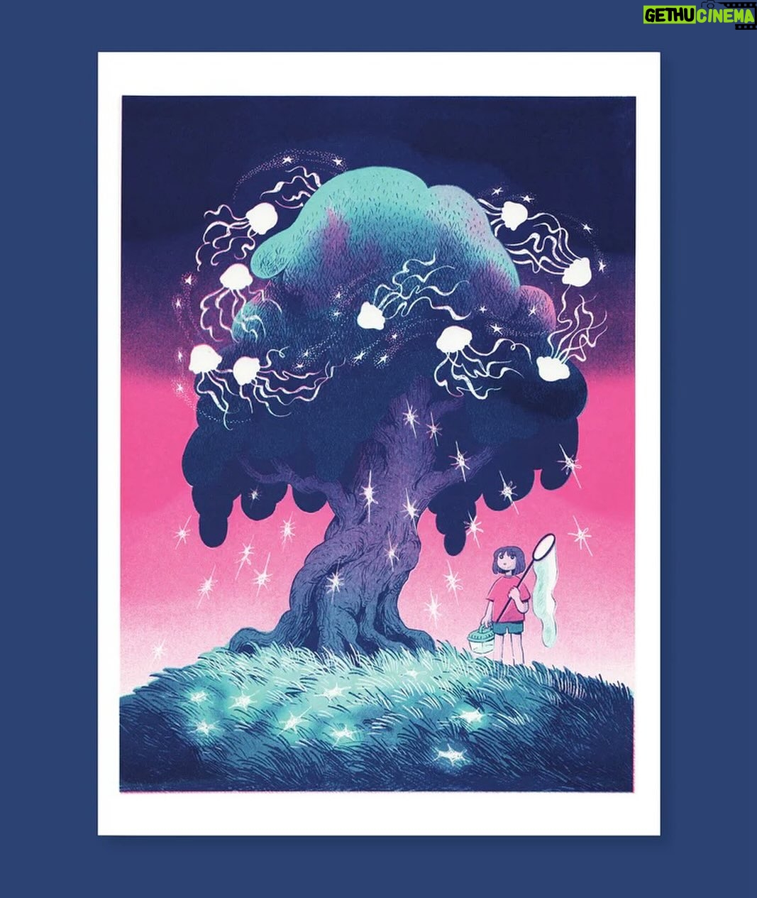Laura Heikkala Instagram - Remaining Nebula Tree riso prints are now up in my shop along with the two other prints that were part of the To Infinity gallery show! Here you can see how I made the different colour layers with traditional mediums of pencil and ink✍️ ‼️I also have some much requested mystery print bundles up in my shop in limited quantities 💕 #riso #risoprint #traditionalart