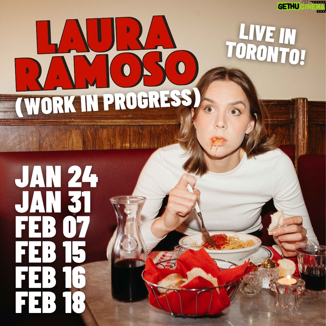 Laura Ramoso Instagram - TORONNO‼️I’m running a bunch of preview shows to test out new material (and bring back some crowd favourites 😉) in preparation for my upcoming world tour!! Guest featuring some of the city’s most exciting comedians, come see your favourite sketches and a bunch of new ones LIVE on home court before I’m off until the FALL!! 🥫❤️ Get your tickets in my bio or at lauraramoso.com/tour @comedybardanforth Photo by @kristinaruddick Hair and makeup by @judylim.makeup Set dec by @cydconnell